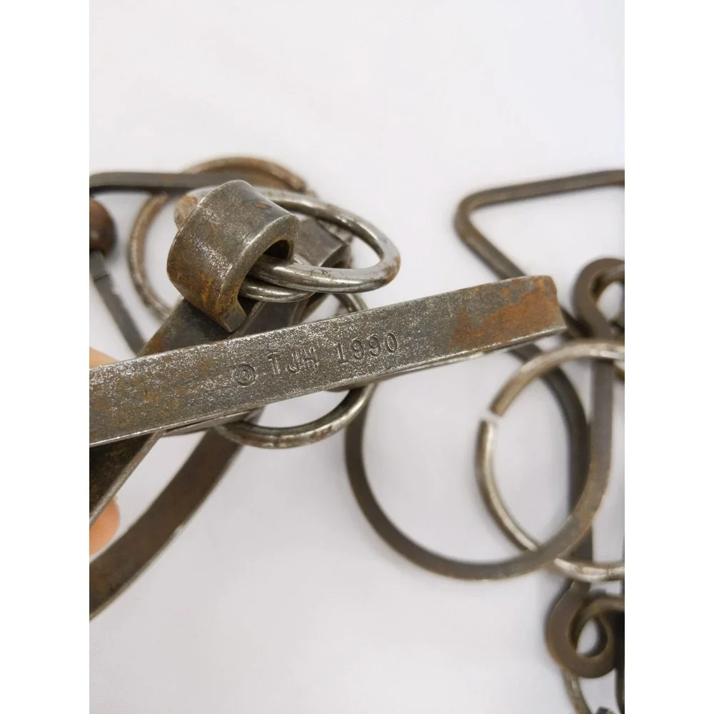 Lot of 4 Vintage Wrought Iron Tavern Teaser Puzzles‎ w/Stand Tucker-Jones House